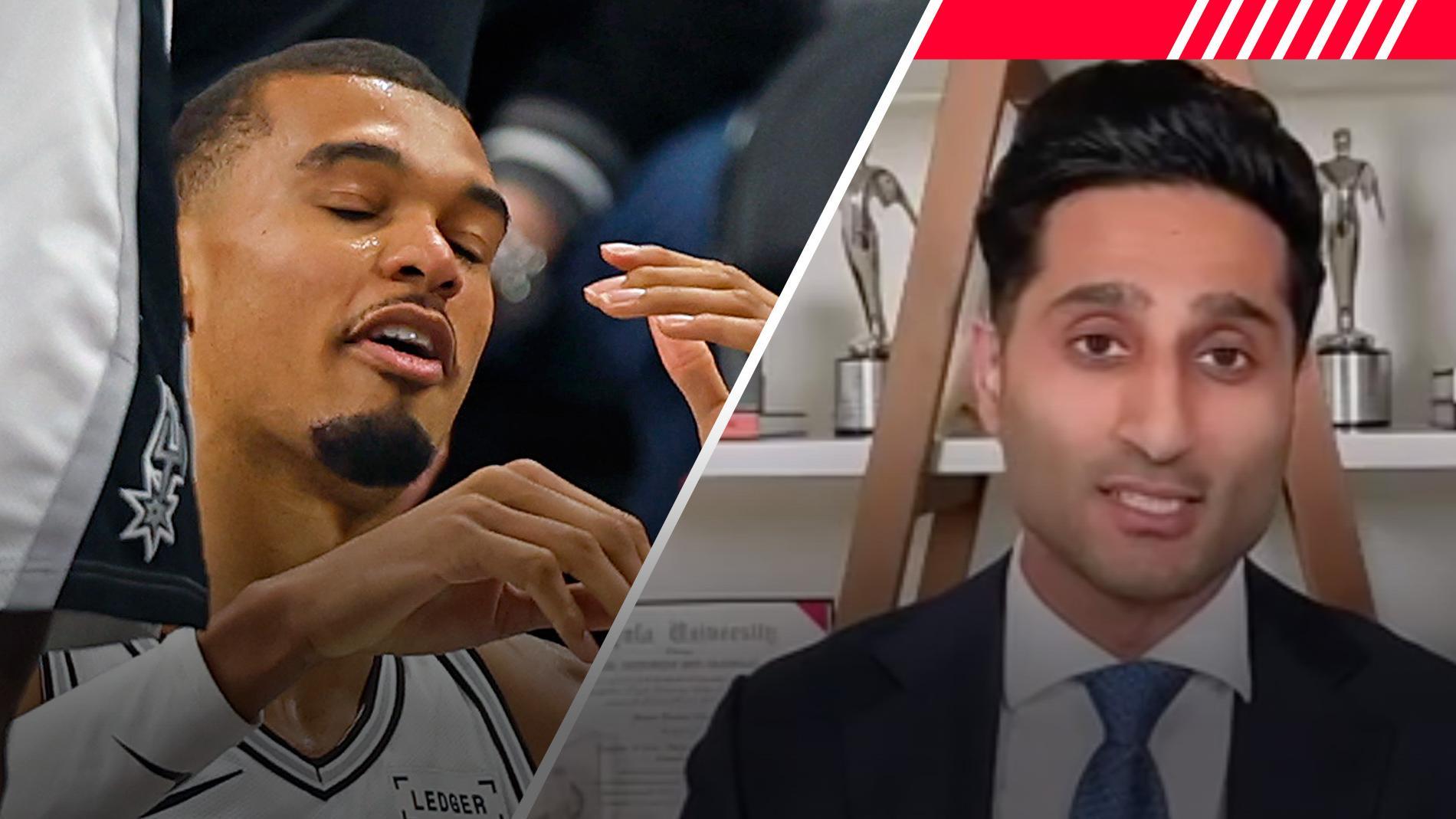 Shams Charania joins “Inside The NBA” to discuss how the Spurs are monitoring Victor Wembanyama ahead of their Game 3 vs. the Trail Blazers on Thursday.